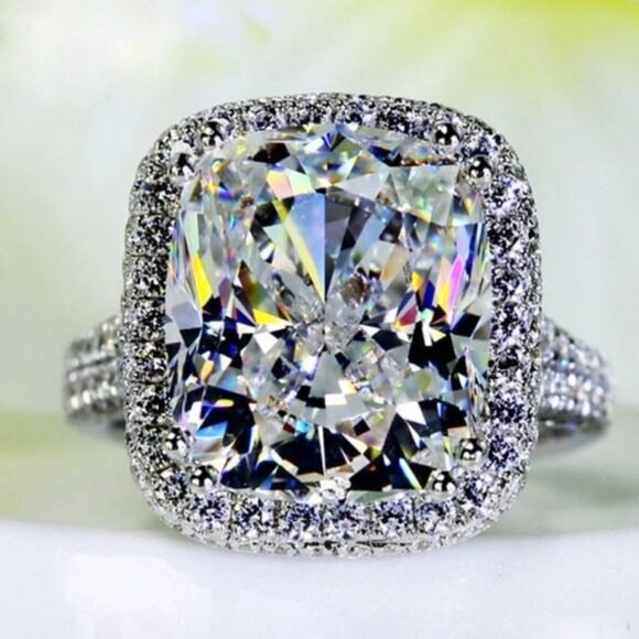 Jewelry - NEW 925 STERLING SILVER HALO DOME ENGAGEMENT RING